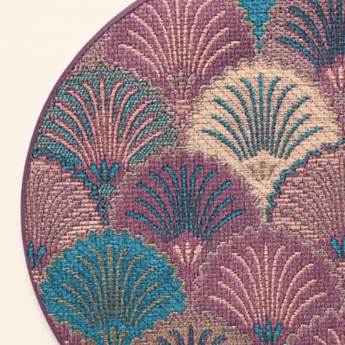 Art Deco Coasters Set of 6 with Holder, Pink and Teal - color: Pink and Teal