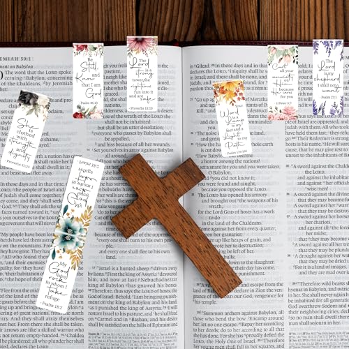 Bible Verse Floral Magnetic Bookmarks: 30 Pcs Christian Scripture Book Mark Clips, Inspirational Religious Gifts for Women, Faith-Based Reading Accessories for Bible Study School Office Supplies - style: Bible Floral