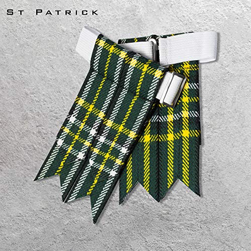 Kilt Flashes for Men with Heavy Buckle Adjusters, Plain & Tartan Kilt Sock Flashes. - color: St- Patrick 035flbu