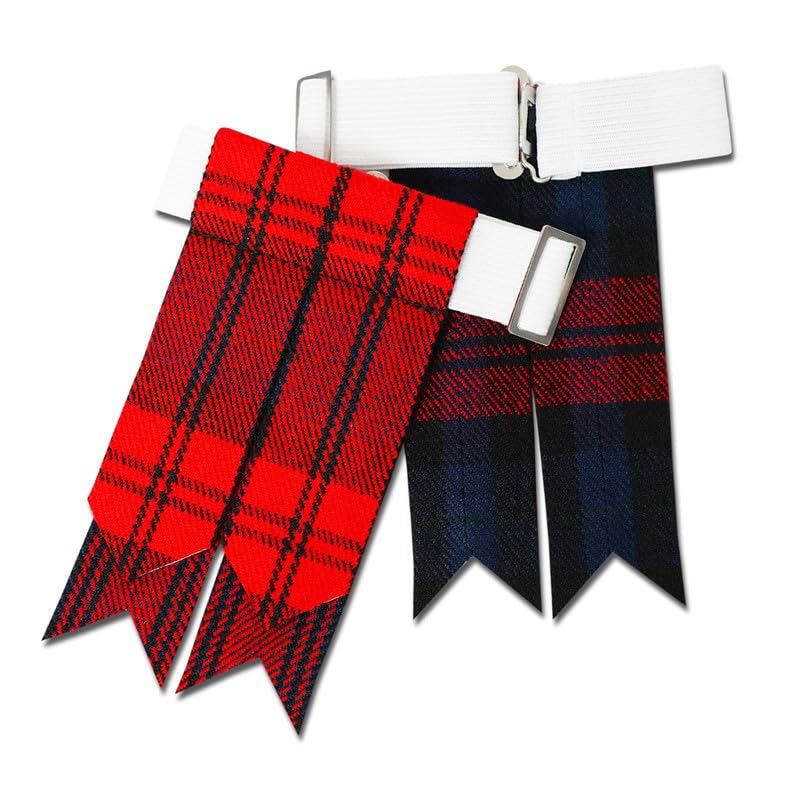 Kilt Flashes for Men with Heavy Buckle Adjusters, Plain & Tartan Kilt Sock Flashes. - color: Maclaclhan