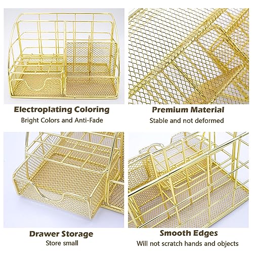 Gold Office Desk Organizers, 13PCS Office Supplies and Accessories - color: Gold