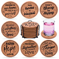 Cork Coasters for Drinks Absorbent with Holder - Cute & Funny Set of 8 Large Round Outdoor Cup Wooden Table Protection, Coffee Trivet, Cups and Mugs Cool Drink Coaster Gift