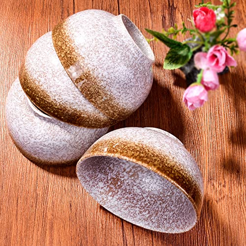 Japanese Rice Bowls Set of 4, Asian Rice Bowls, 4.5 Inch Sushi Bowls Cereal Bowls - color: Sesame Gold