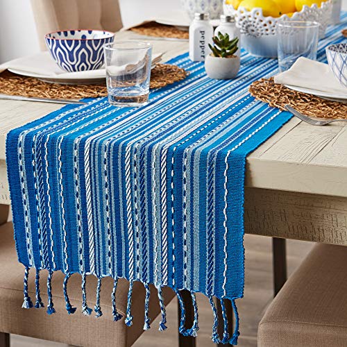 DII Southwest Collection Tabletop, Table Runner, 14x72, Blue - color: Blue, size: Table Runner, 14x72"