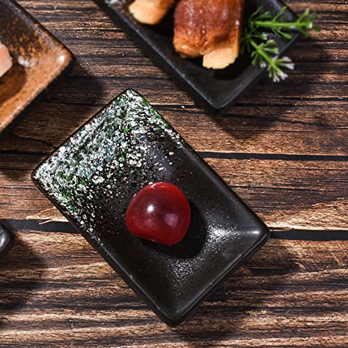 Ceramic Dipping Sauce Dish Set of 4, 3.35'' Rectangular Small Sushi Bowls - color: FX