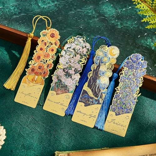 8 PCS Metal Bookmark with Tassel, Van Gogh Book Marks for Reading Women & Men, Book Lovers Gift - style: 8pcs Van Gogh Bookmarks