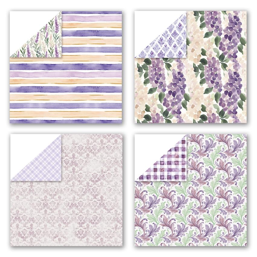 Scrapbook Paper & Scrapbooking Supplies, Lavender 6x6 Double-Sided Patterned Cardstock Pad, Elegant Craft Sheets for Junk Journaling, Card Making & Scrap Book, 24 Sheets - color: Lavender