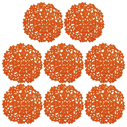 uxcell Fabric Coasters, 8pcs 4" with Floral Pattern Orange - color: Orange
