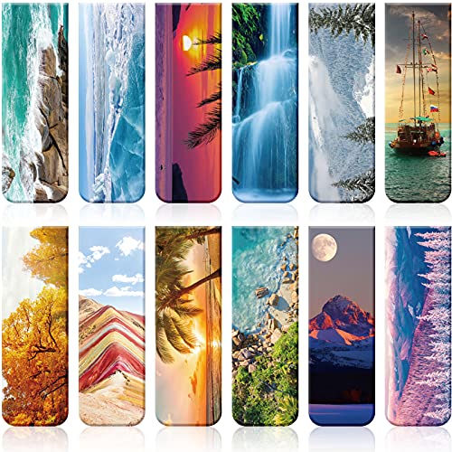 Tenare 12 Pcs Magnetic Bookmarks, 12 Style Magnet Markers Clips for Reading - style: Classic