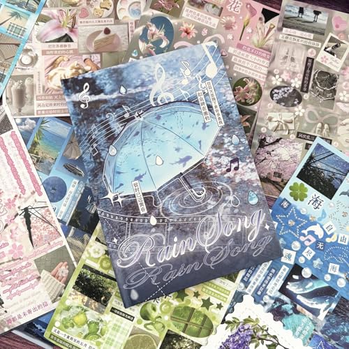 Japanese Stickers for Journaling Supplies, Nature Japanese Stickers Book - color: Rain
