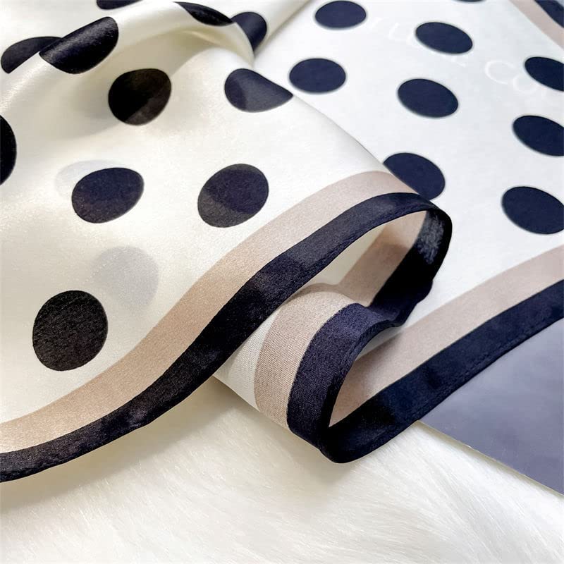 100% Pure Mulberry Silk Scarf 21" Women Square Scarf Neckerchief Headscarf - color: M3 Black Dot