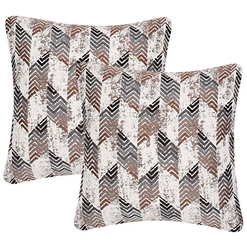 Yeiotsy Pack of 2 Nordic Style Decorative Throw Pillow Covers for Sofa Bed Card Chair Geometric Cushion Cases Jacquard Chenille (Coffee Rhombus, 18 X 18 Inches) - color: Coffee Rhombus