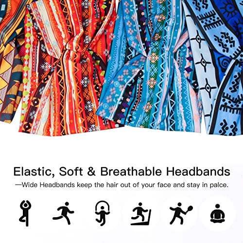 Wide African Headbands for Women Boho Twist Head Bands Elastic Turban Headwraps for Lady Yoga Sports Workout Stretchy Hairband,Pack of 8, (FDDK197-14) - color: African