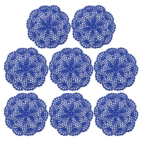 uxcell Crochet Doilies Round Lace Placemats 8" Bright Blue 8Pcs - color: Bright Blue