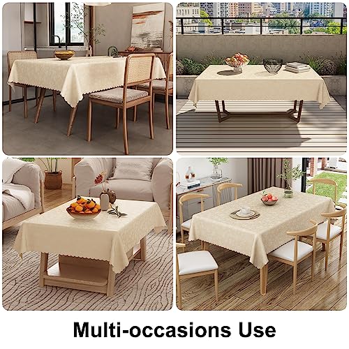 Smiry Rectangle Waterproof Heavy Duty Vinyl Tablecloths, 52 x 70 Inch - color: Beige, size: 70" x 52" (Rectangular)