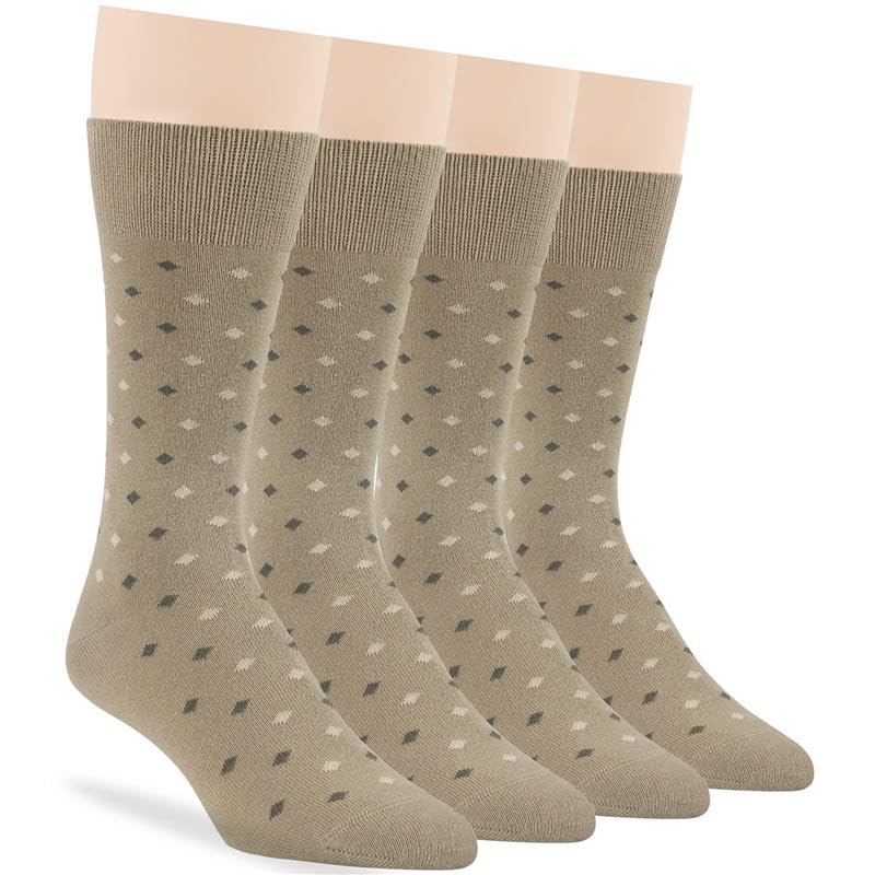 7BIGSTARS Men Cotton Patterned Crew Dress Socks 4-6 Pack, L 9-12 - color: 11b - Dotted, Khaki (Pt03)