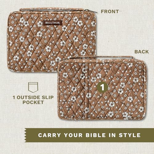 Bella Taylor Small Bible Cover, Quilted Bible Case, Vintage Vine Brown - color: Vintage Vine Brown, size: Small