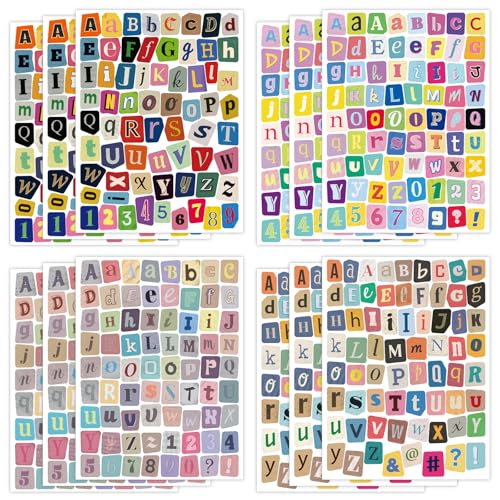 828PCS Letter Stickers for Scrapbooking,12Sheets Magazine Alphabet Stickers