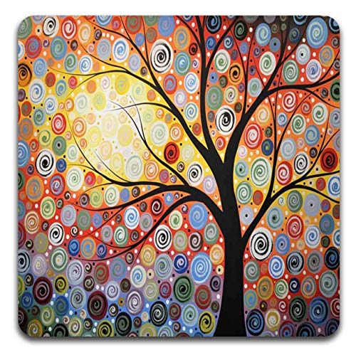 Color Tree of Life Square Coaster Set - Made of Recycled Rubber - Set of 4 - color: Color Tree of Life