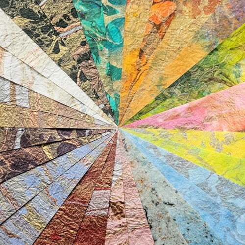 Kozo Studio - Milano Marble Mulberry Paper Pack (30 sheets, 15 designs) | Premium Decorative Paper for Scrapbooking, Card Making, Collage, Mixed Media Crafts, and DIY