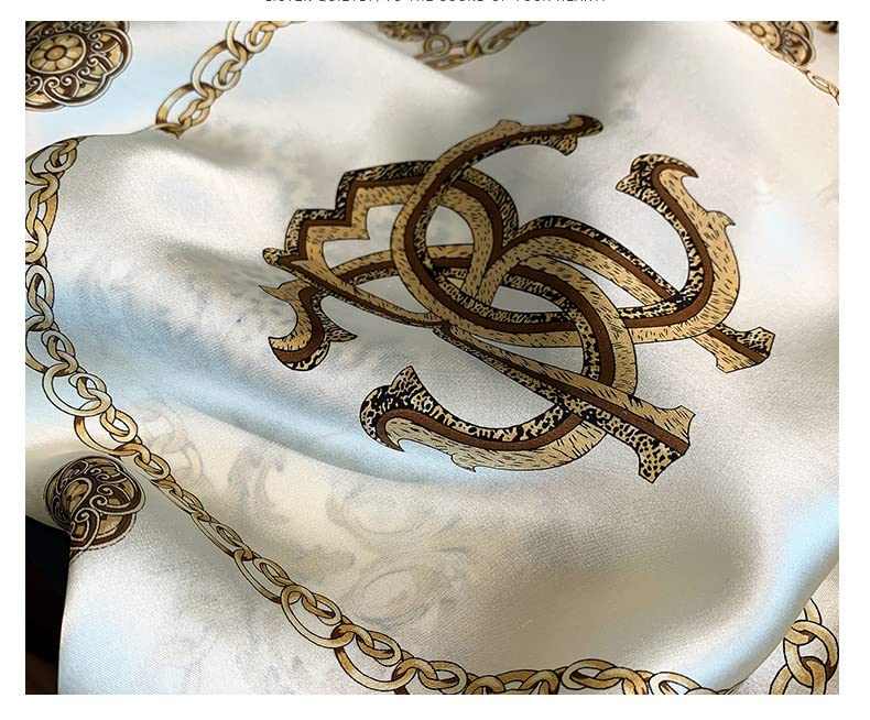 FEIBOON Mulberry Silk Scarf 21"x21" Small Square Scarfs for Women - color: Classic Beige