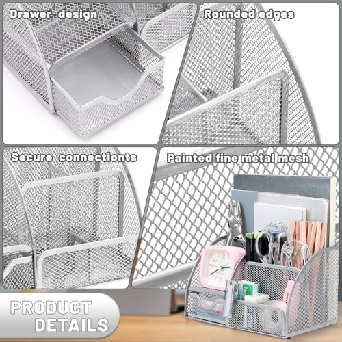 13-in-1 Office Desk Organizer Set for Back to School Supplies Accessories - color: Silver