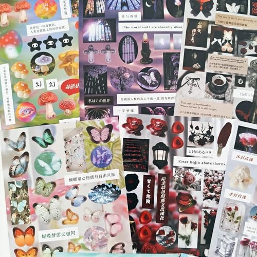500+ Scrapbook Japanese Stickers Set,20 Sheets Vintage Japanese Stickers,Kawaii Korean Sticker for Scrapbooking,Journaling,Junk Journal,Bullet Journaling,Planner,Photo Frame,Notebook(Silent Illusion) - color: Enchanting