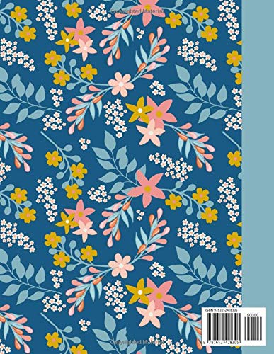 Korean Hangul Practice Notebook: Korean Language Learning Workbook, Large Composition Book, Blue And Flowers (Hangul Manuscript Paper, 11" x 8.5", 110 Pages) (Korean Hangul Practice Notebooks)