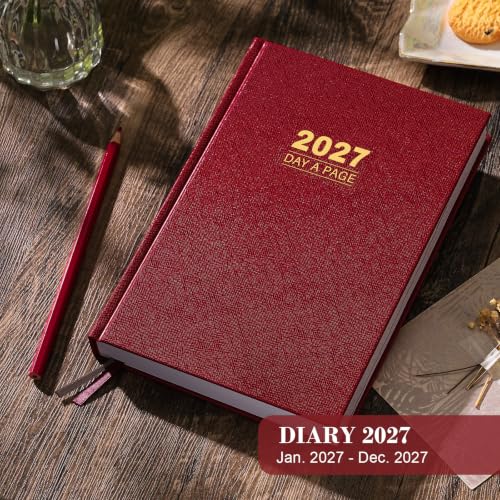 2027 Diary - Diary Full Page Per Day, Daily Planner 2027 - color: Red