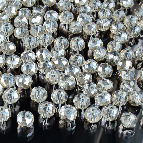 460Pcs 8mm Crystal Glass Beads for Jewelry Making Beads for Bracelets Necklace Pendants Making Supplies(Gray) - color: Gray, size: 8mm 460pcs