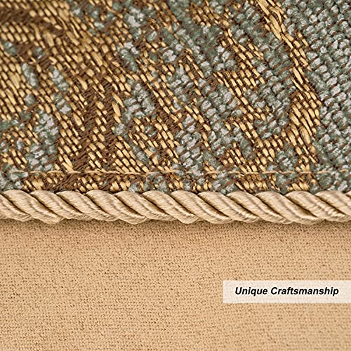 Loom and Mill Luxury Chenille Damask Placemats Set of 6, Blue Gold - color: Blue Gold_elizabeth, size: 6 Pieces