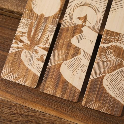 Bookmarks for Adults Men,Bamboo Natural Book Marks, Desert Mountain Sea Book Marks for Reading (Venture) - color: Venture
