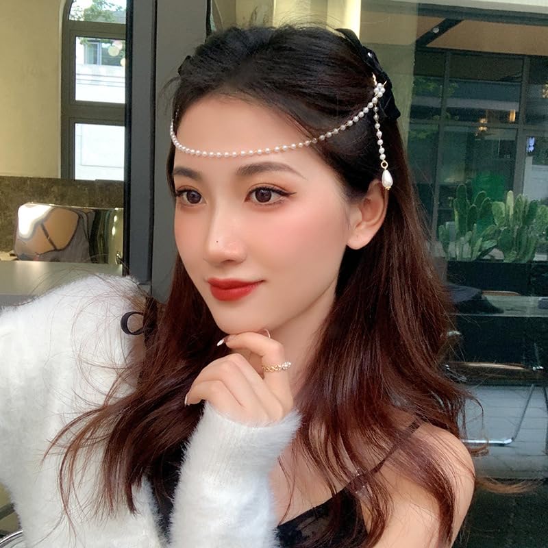 Velvet Bow Hair Clips Pearl Tassel Chain Hair Bow Barrettes Black Bows Claw Clip Hairpins Sweet Bowknot Snap Hair Clip Small Cute Alligator Hair Clips Hair Accessories Gift for Women Girls Toddlers - color: Black