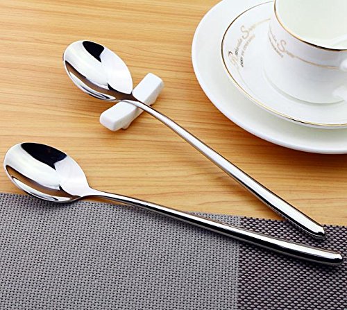 Miupoo Korean Soup Spoons Stainless Steel Long Handle Tablespoon Pack of 5 - size: 7.8x1.6 inches