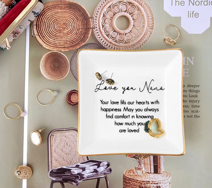 Nana Gifts Ring Dish Love You Nana Jewelry Tray Grandma Birthday Gift - color: Nana