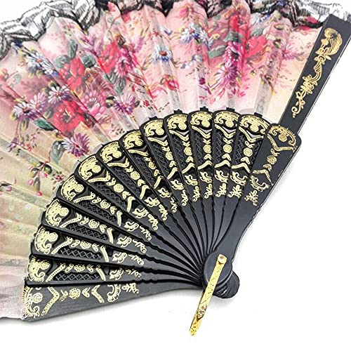 Spanish Folding Hand Fan,Handheld Fans Summer Vintage Dancing Party Hand Fans for Girls Women (12 PCS, Random Pattern)