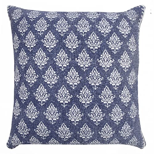 20x20 Inches Floral Cotton Throw Pillow Covers for Home Decor | Traditional Boho Cushion Covers for Throw Pillows | Perfect for Living Room Couch & Bedroom Decorations | Twilight Blue - color: Twilight Blue