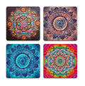 Mandala Pattern Square Coaster Set - Made of Recycled Rubber - Set of 4 - color: Mandala Pattern