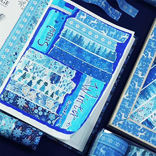 YUBBAEX 10 Rolls Four Seasons Washi Tape Set Blue Snowflake Masking Decorative Tapes (Winter) - color: Winter