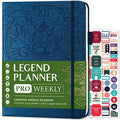 Legend Planner PRO Weekly & Monthly, Large Undated, 7”x10”, Mystic Blue - color: Mystic Blue, Debossed
