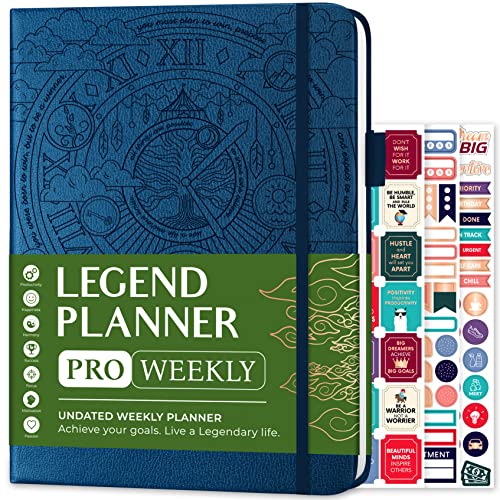 Legend Planner PRO Weekly & Monthly, Large Undated, 7”x10”, Mystic Blue - color: Mystic Blue, Debossed