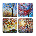 Color Tree of Life Square Coaster Set - Made of Recycled Rubber - Set of 4 - color: Color Tree of Life