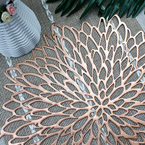 Rose Gold Round Placemats for Dinner Table Set of 6 - color: A1/Rose Gold