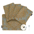 Loom and Mill Luxury Chenille Damask Placemats Set of 4, Blue Gold - color: Blue Gold_elizabeth, size: 4 Pieces