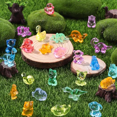 DIYDEC 180Pcs Mini Resin Animal 50 Styles Tiny Resin Figurines to Hide