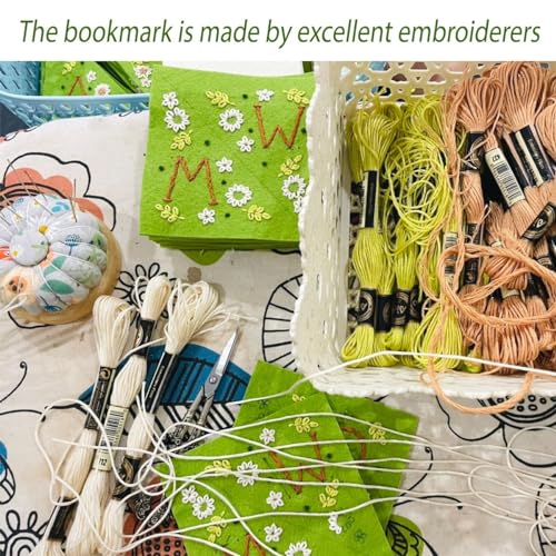 Personalized Hand Embroidered Corner Bookmark, Bookmarks for Women, Personalized Bookmark for Book Lovers, Cute Flower Book Mark by HNQCPCVU (A, Green) - color: Green, size: A