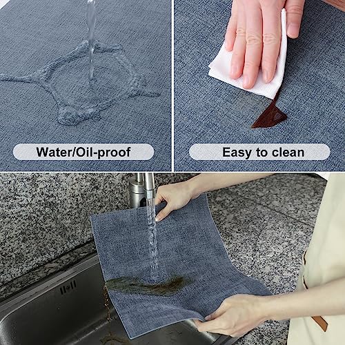 Homaxy PU Faux Leather Placemats for Dining Table, Set of 6, Blue - color: Blue