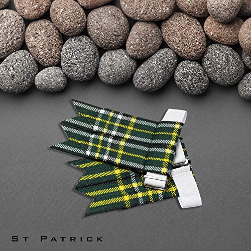 Kilt Flashes for Men with Heavy Buckle Adjusters, Plain & Tartan Kilt Sock Flashes. - color: St- Patrick 035flbu