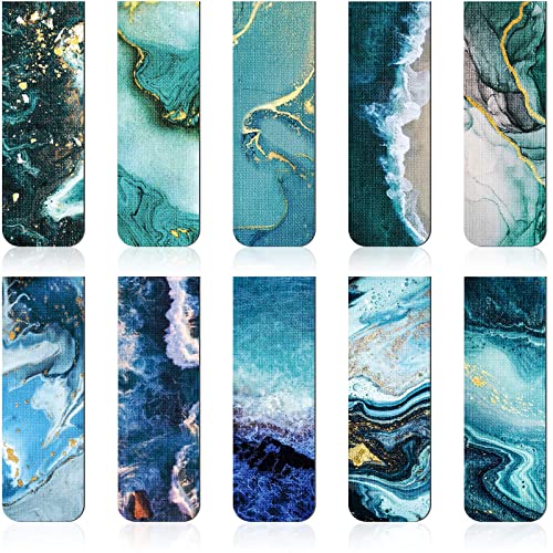 Zonon 10 Pcs Ocean Magnetic Bookmarks Blue Landscape Page Markers - style: Ocean