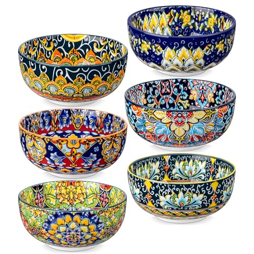 vancasso SIMI 28 oz Cereal Bowls Set of 6, Bohemian Ceramic Soup Bowls - size: 28OZ